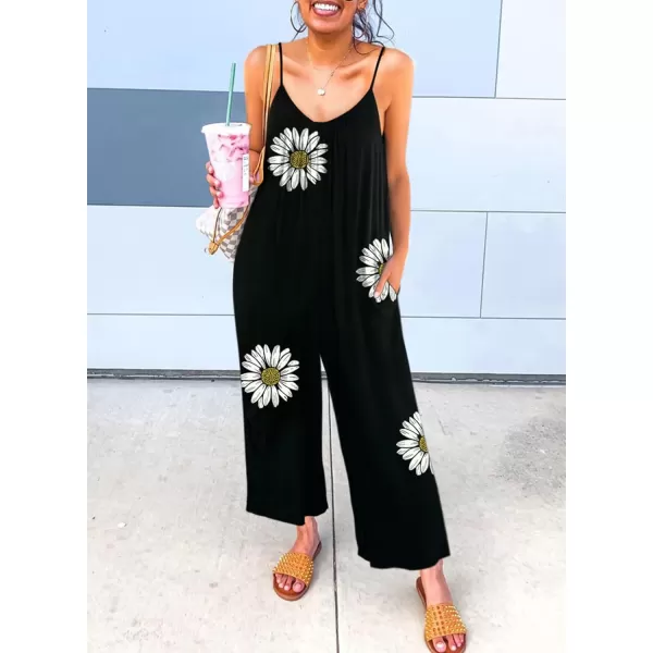 Dokotoo Women's Loose Sleeveless Jumpsuits Adjustable Spaghetti Strap Stretchy Long Pant Romper Jumpsuit with Pockets