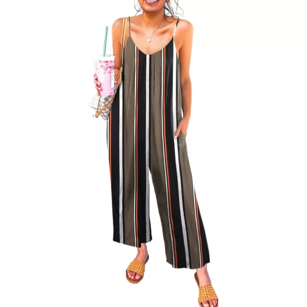 Dokotoo Women's Loose Sleeveless Jumpsuits Adjustable Spaghetti Strap Stretchy Long Pant Romper Jumpsuit with Pockets