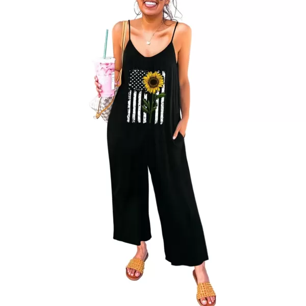 Dokotoo Women's Loose Sleeveless Jumpsuits Adjustable Spaghetti Strap Stretchy Long Pant Romper Jumpsuit with Pockets