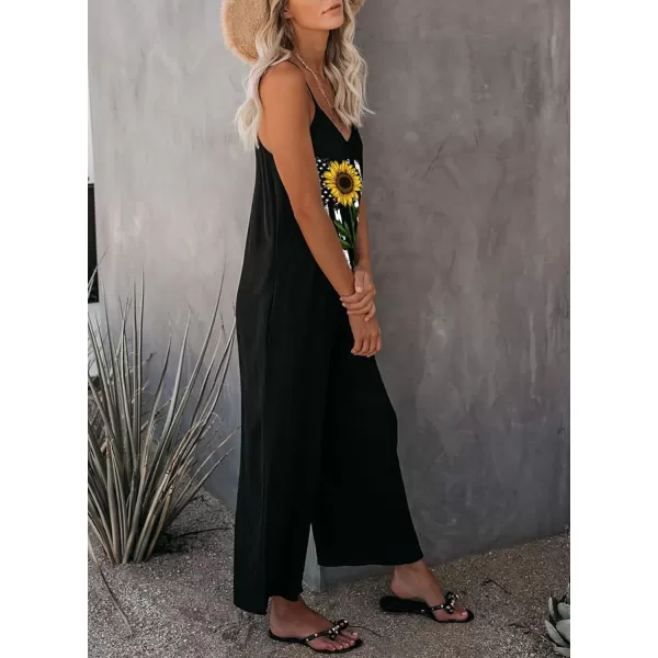 Dokotoo Women's Loose Sleeveless Jumpsuits Adjustable Spaghetti Strap Stretchy Long Pant Romper Jumpsuit with Pockets