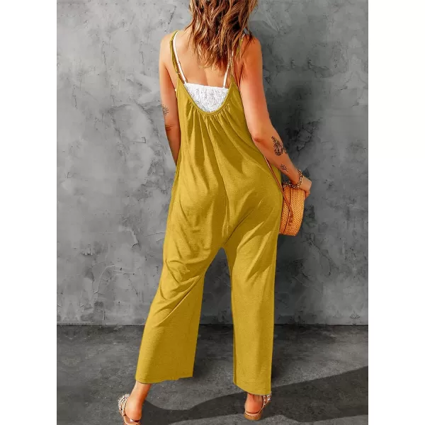Dokotoo Women's Loose Sleeveless Jumpsuits Adjustable Spaghetti Strap Stretchy Long Pant Romper Jumpsuit with Pockets