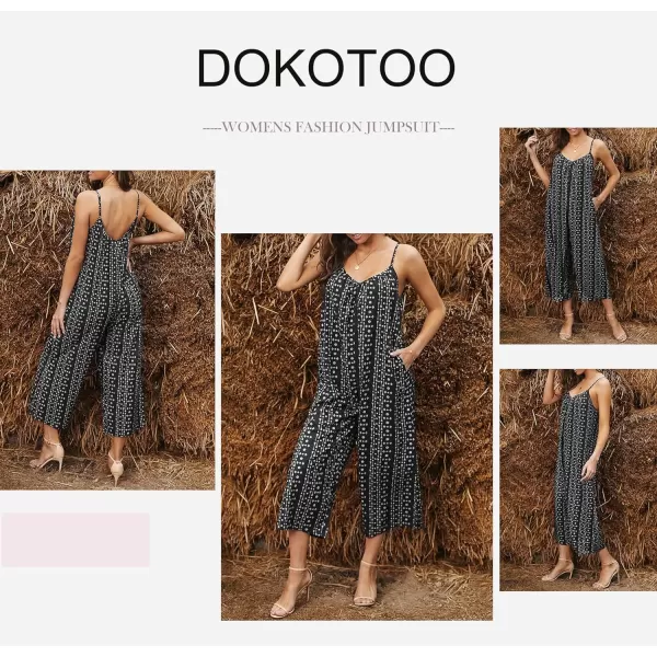 Dokotoo Women's Loose Sleeveless Jumpsuits Adjustable Spaghetti Strap Stretchy Long Pant Romper Jumpsuit with Pockets