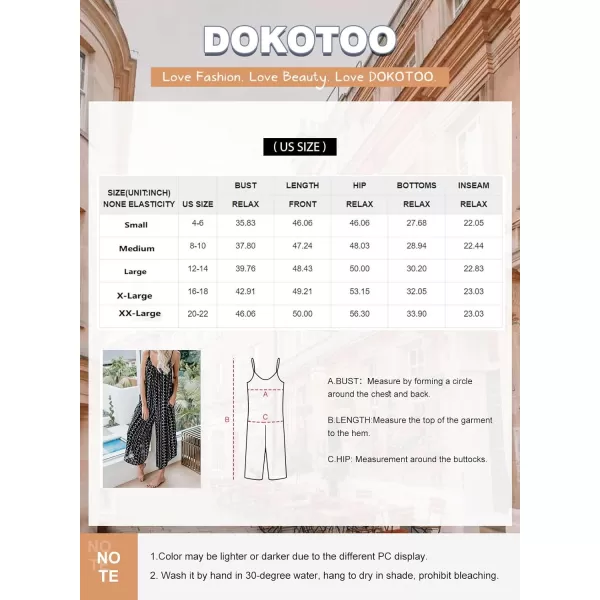 Dokotoo Women's Loose Sleeveless Jumpsuits Adjustable Spaghetti Strap Stretchy Long Pant Romper Jumpsuit with Pockets