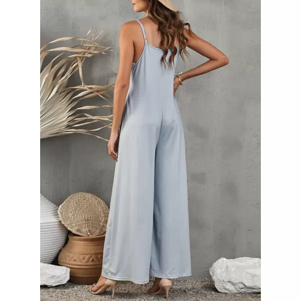 Dokotoo Women's Loose Sleeveless Jumpsuits Adjustable Spaghetti Strap Stretchy Long Pant Romper Jumpsuit with Pockets