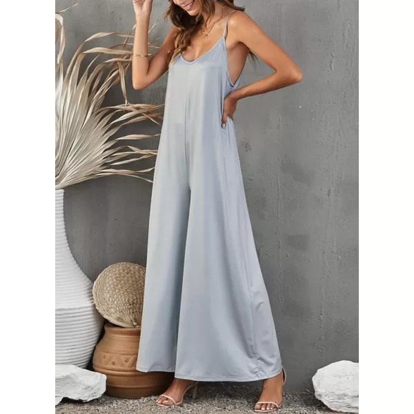 Dokotoo Women's Loose Sleeveless Jumpsuits Adjustable Spaghetti Strap Stretchy Long Pant Romper Jumpsuit with Pockets