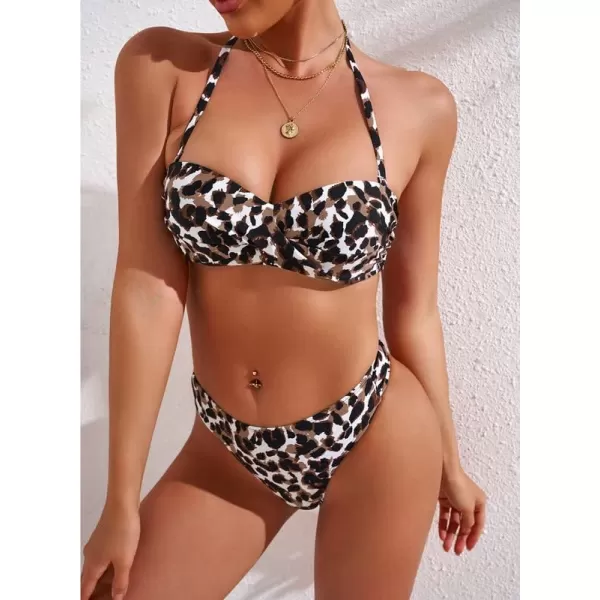 Dokotoo Womens Padded Push Up Bikini Set Halter Bathing Suits 2 Pieces Swimsuit Swimwear