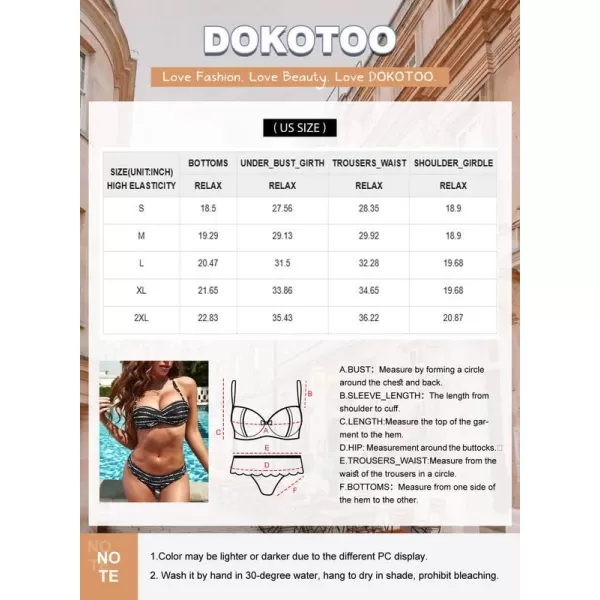 Dokotoo Womens Padded Push Up Bikini Set Halter Bathing Suits 2 Pieces Swimsuit Swimwear