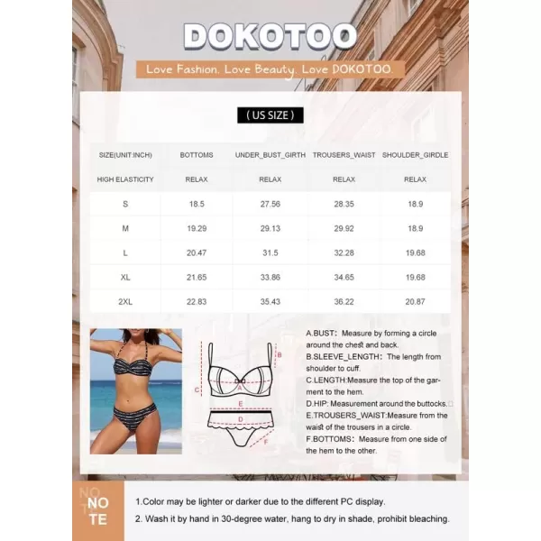 Dokotoo Womens Padded Push Up Bikini Set Halter Bathing Suits 2 Pieces Swimsuit Swimwear