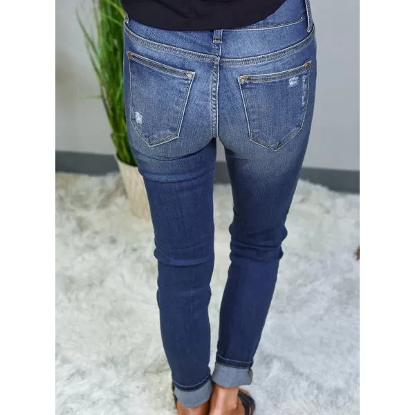Dokotoo Women's Patchwork Destroyed Raw Hem Jeans Ripped Hole Boyfriend Denim Pants