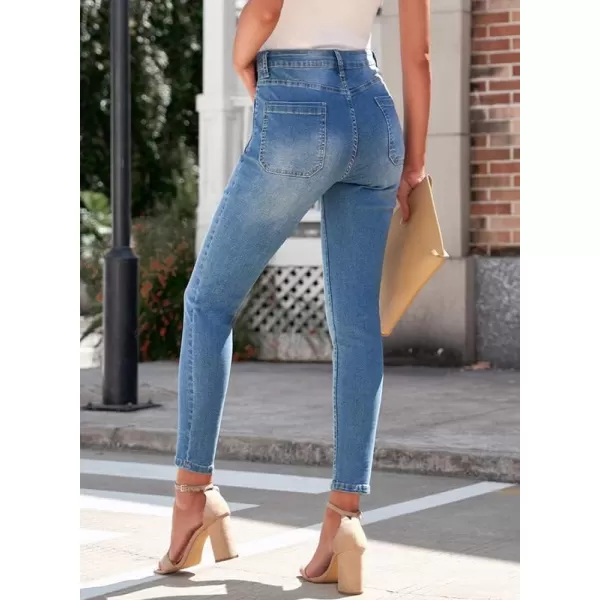 Dokotoo Women's Patchwork Destroyed Raw Hem Jeans Ripped Hole Boyfriend Denim Pants