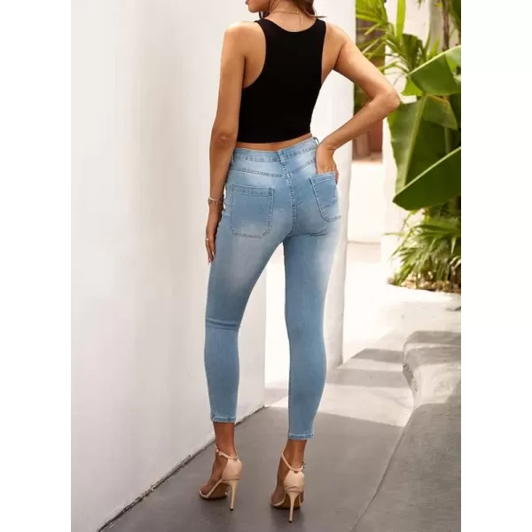 Dokotoo Women's Patchwork Destroyed Raw Hem Jeans Ripped Hole Boyfriend Denim Pants
