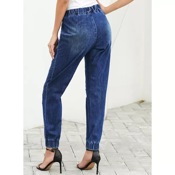 Dokotoo Women's Patchwork Destroyed Raw Hem Jeans Ripped Hole Boyfriend Denim Pants