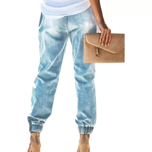 Dokotoo Women's Patchwork Destroyed Raw Hem Jeans Ripped Hole Boyfriend Denim Pants