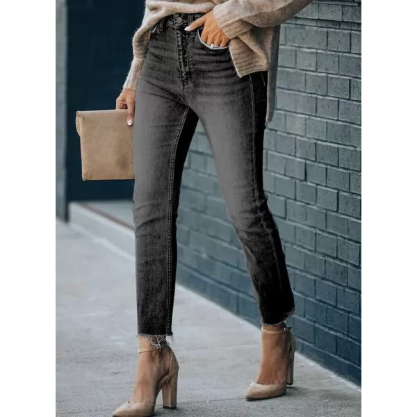 Dokotoo Women's Patchwork Destroyed Raw Hem Jeans Ripped Hole Boyfriend Denim Pants