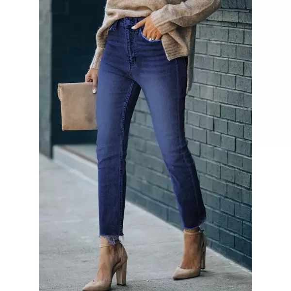 Dokotoo Women's Patchwork Destroyed Raw Hem Jeans Ripped Hole Boyfriend Denim Pants