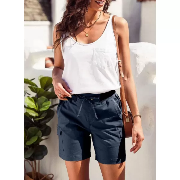 Dokotoo Womens Relaxed Fit High Waist Casual 4 Pocketed 2023 Hiking Outdoor Summer Shorts S-XL