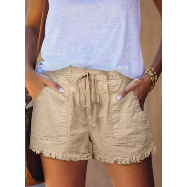 Dokotoo Womens Summer Drawstring Pocketed Frayed Tencel Jean Denim Shorts