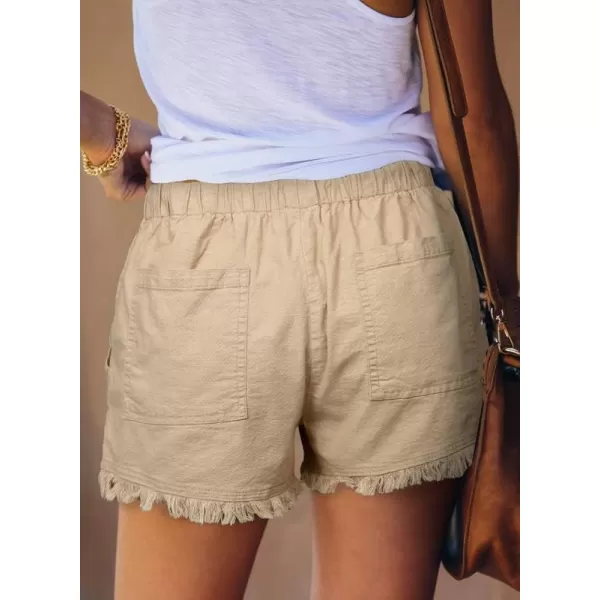 Dokotoo Womens Summer Drawstring Pocketed Frayed Tencel Jean Denim Shorts