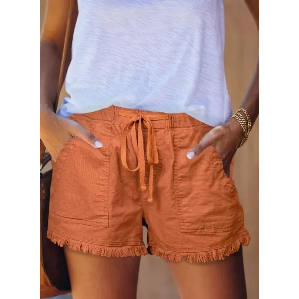Dokotoo Womens Summer Drawstring Pocketed Frayed Tencel Jean Denim Shorts