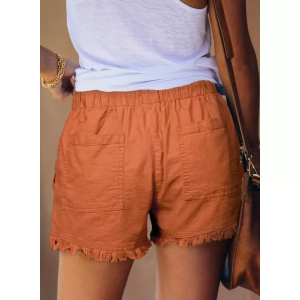Dokotoo Womens Summer Drawstring Pocketed Frayed Tencel Jean Denim Shorts