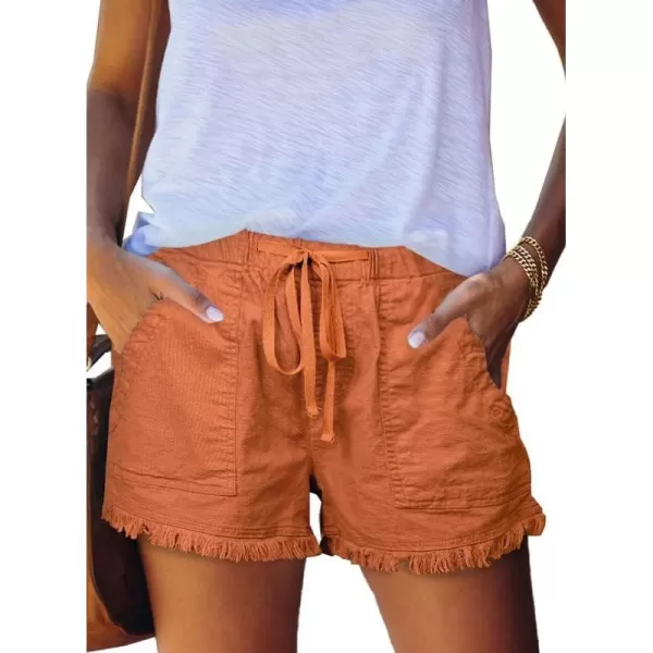 Dokotoo Womens Summer Drawstring Pocketed Frayed Tencel Jean Denim Shorts