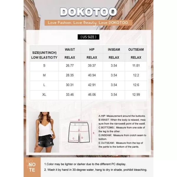 Dokotoo Womens Summer Drawstring Pocketed Frayed Tencel Jean Denim Shorts