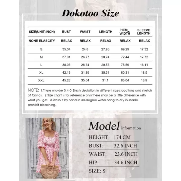Dokotoo Womens Summer Dresses Square Neck Lantern Sleeve Tie Backless Ruffle A-Line Casual Dress