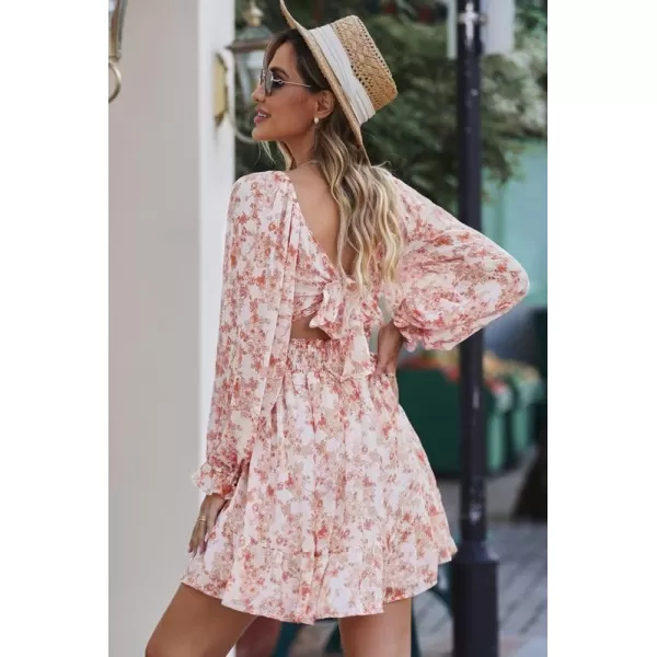Dokotoo Womens Summer Dresses Square Neck Lantern Sleeve Tie Backless Ruffle A-Line Casual Dress