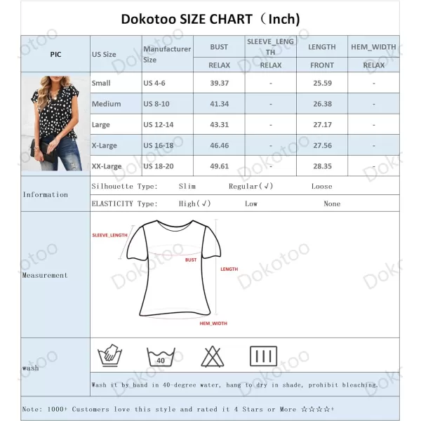 Dokotoo Women's V Neck Lace Trim Tops Casual Loose Short Sleeve Blouses Shirts