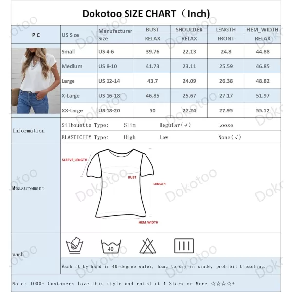 Dokotoo Women's V Neck Lace Trim Tops Casual Loose Short Sleeve Blouses Shirts