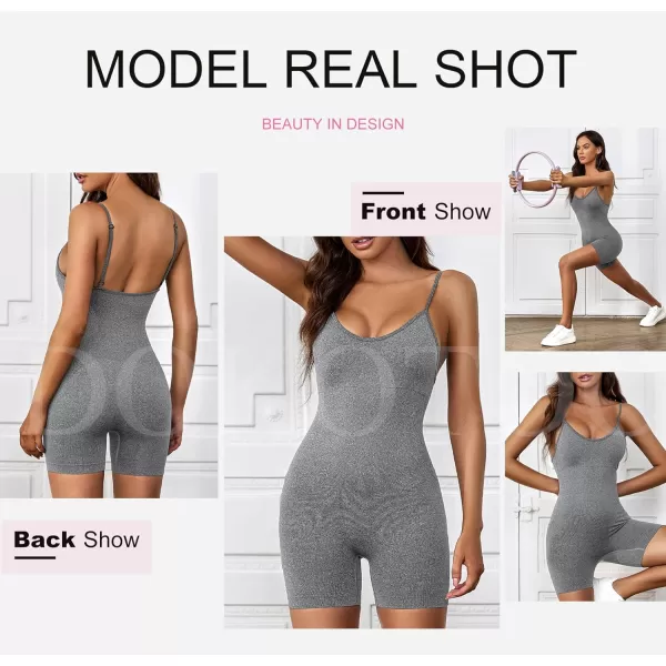 Dokotoo Womens Yoga Rompers Workout Removabe Pads One Piece 2023 Ribbed Spaghetti Strap Jumpsuit