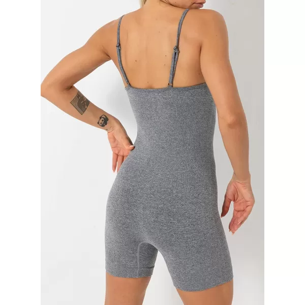 Dokotoo Womens Yoga Rompers Workout Removabe Pads One Piece 2023 Ribbed Spaghetti Strap Jumpsuit