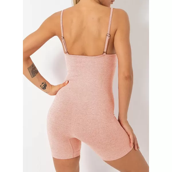 Dokotoo Womens Yoga Rompers Workout Removabe Pads One Piece 2023 Ribbed Spaghetti Strap Jumpsuit