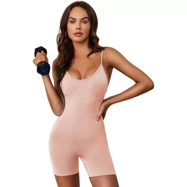 Dokotoo Womens Yoga Rompers Workout Removabe Pads One Piece 2023 Ribbed Spaghetti Strap Jumpsuit