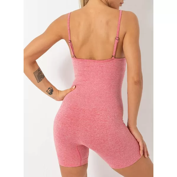Dokotoo Womens Yoga Rompers Workout Removabe Pads One Piece 2023 Ribbed Spaghetti Strap Jumpsuit