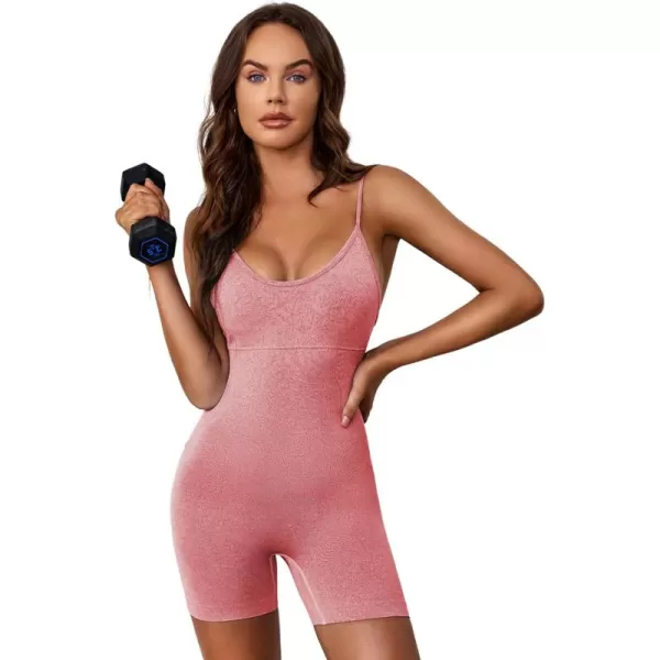 Dokotoo Womens Yoga Rompers Workout Removabe Pads One Piece 2023 Ribbed Spaghetti Strap Jumpsuit