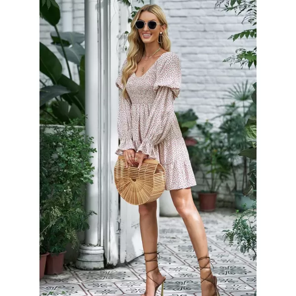 EVALESS Summer Dresses for Women 2022 Long Ruffle Sleeve V Neck Off Shoulder Elastic Waist Short Skater Casual Mini Dresses