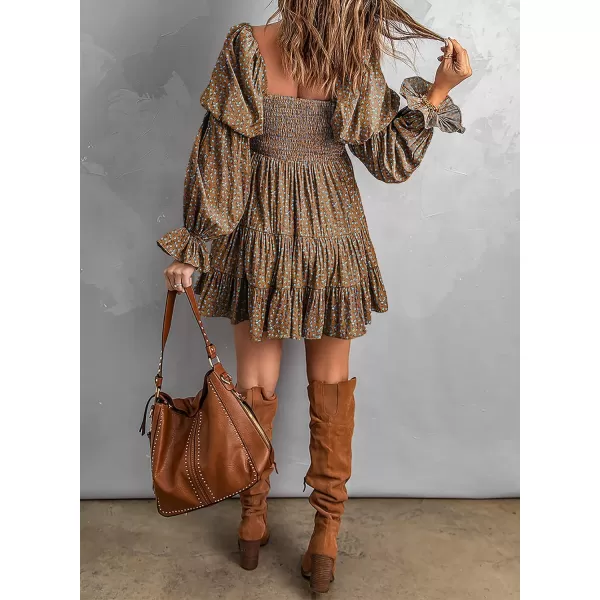 EVALESS Summer Dresses for Women 2022 Long Ruffle Sleeve V Neck Off Shoulder Elastic Waist Short Skater Casual Mini Dresses