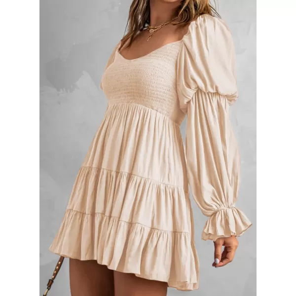 EVALESS Summer Dresses for Women 2022 Long Ruffle Sleeve V Neck Off Shoulder Elastic Waist Short Skater Casual Mini Dresses