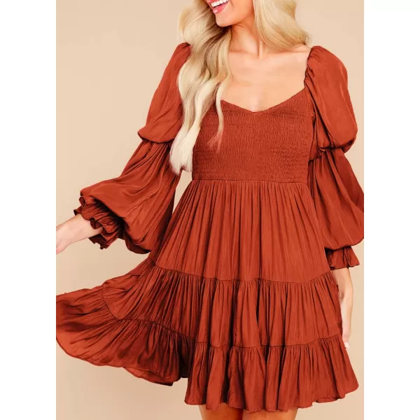 EVALESS Summer Dresses for Women 2022 Long Ruffle Sleeve V Neck Off Shoulder Elastic Waist Short Skater Casual Mini Dresses