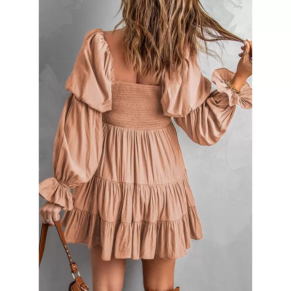 EVALESS Summer Dresses for Women 2022 Long Ruffle Sleeve V Neck Off Shoulder Elastic Waist Short Skater Casual Mini Dresses