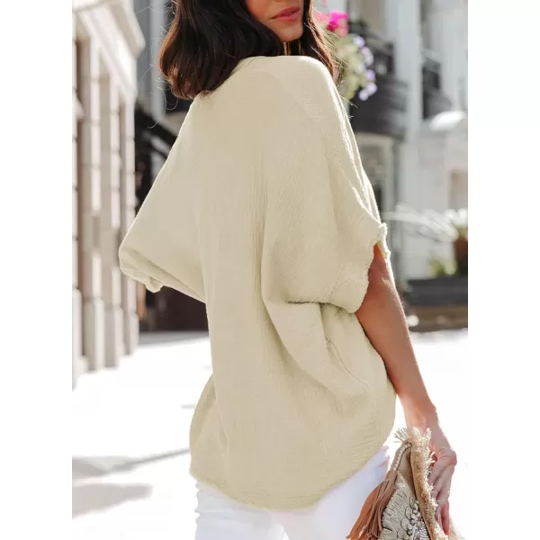 Dokotoo Casual Womens Short Sleeve V Neck Shirts Oversized Solid Blouses Tops