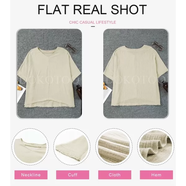 Dokotoo Casual Womens Short Sleeve V Neck Shirts Oversized Solid Blouses Tops