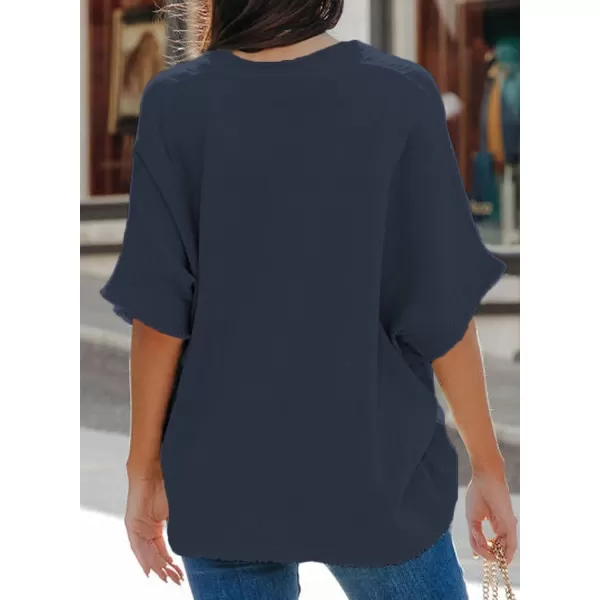 Dokotoo Casual Womens Short Sleeve V Neck Shirts Oversized Solid Blouses Tops