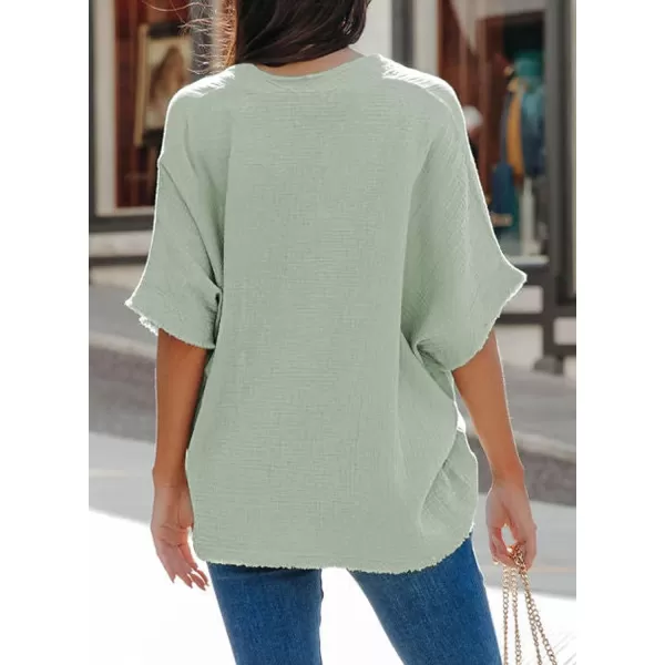 Dokotoo Casual Womens Short Sleeve V Neck Shirts Oversized Solid Blouses Tops