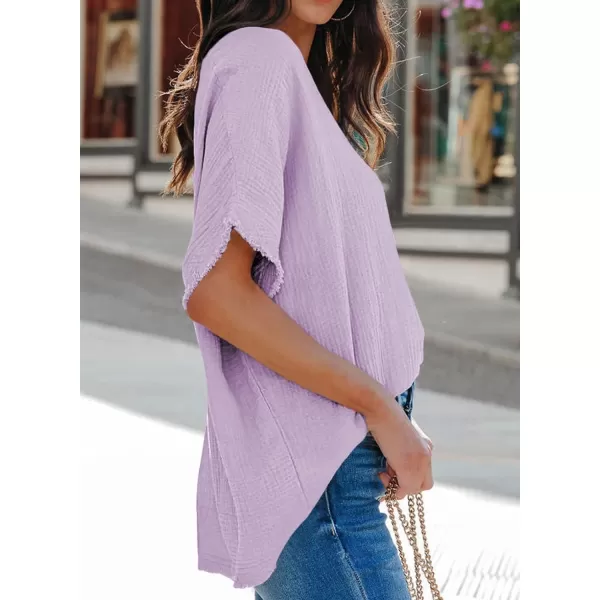 Dokotoo Casual Womens Short Sleeve V Neck Shirts Oversized Solid Blouses Tops