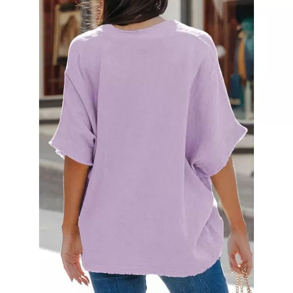 Dokotoo Casual Womens Short Sleeve V Neck Shirts Oversized Solid Blouses Tops