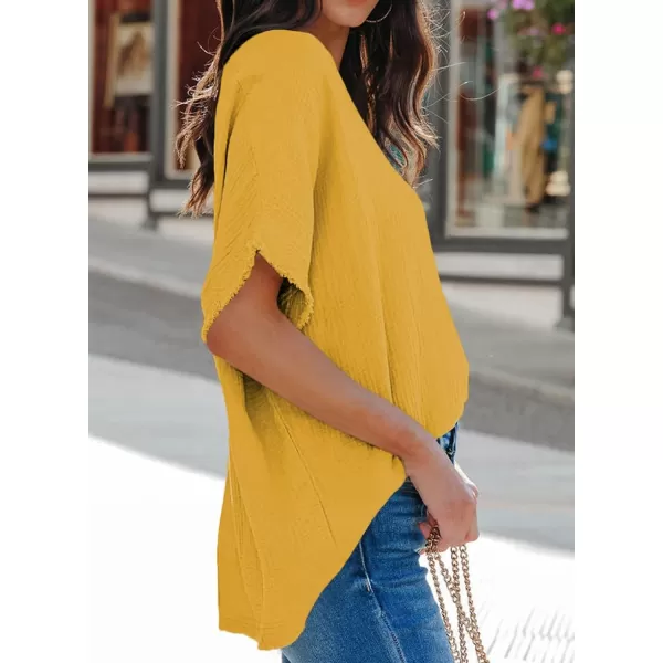 Dokotoo Casual Womens Short Sleeve V Neck Shirts Oversized Solid Blouses Tops