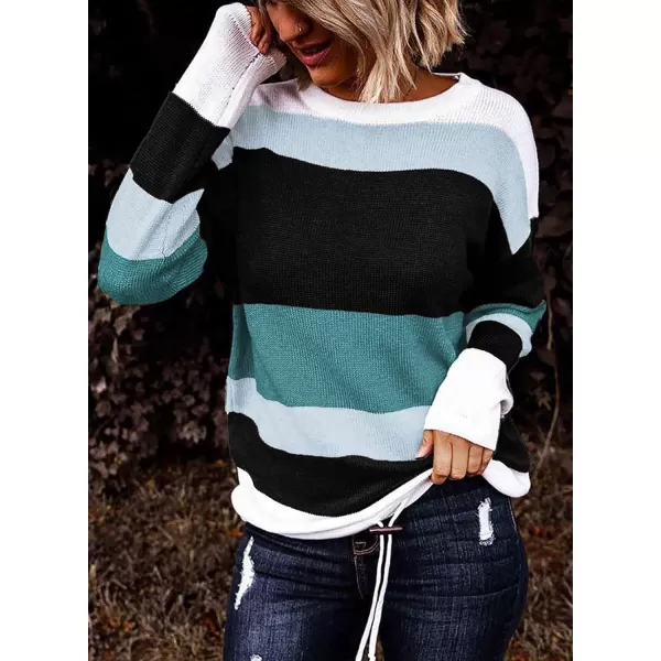 Dokotoo Fall Sweaters Round Neck Striped Cute Winter Pullover Sweaters for Women Trendy 2023 Drawstring