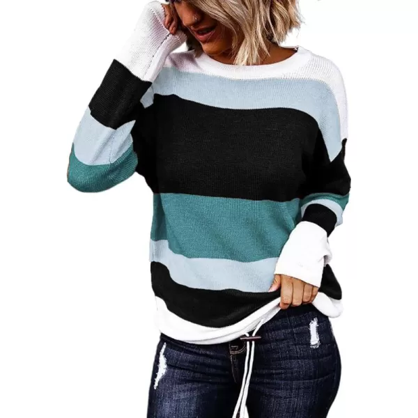 Dokotoo Fall Sweaters Round Neck Striped Cute Winter Pullover Sweaters for Women Trendy 2023 Drawstring